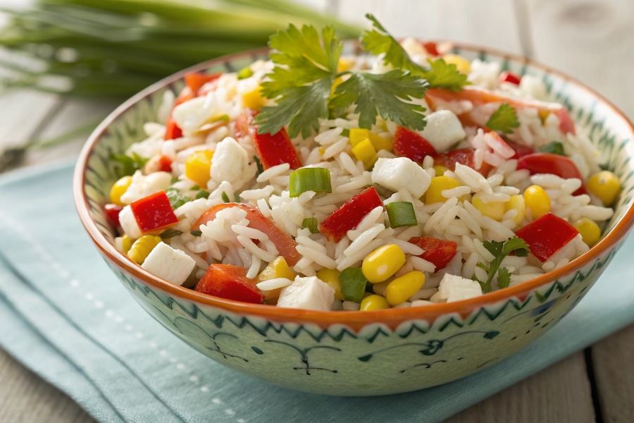 Sałatka krabowo-paprykowa z ryżem