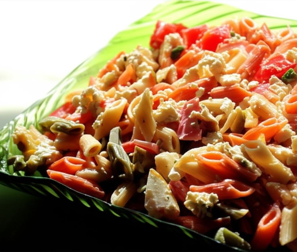 Sałatka makaronowa z sosem z niebieskiego sera