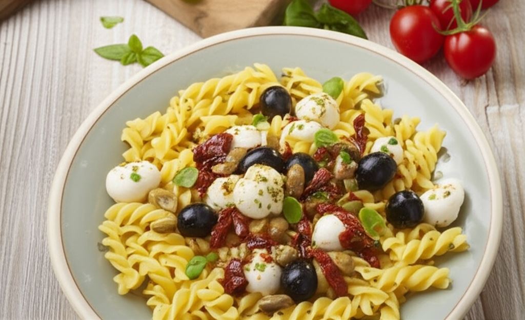 Sałatka makaronowa z suszonymi pomidorami i mozzarellą
