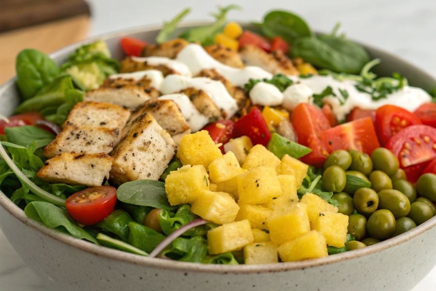 Salatka mistrzow z zoltym serem i ananasem