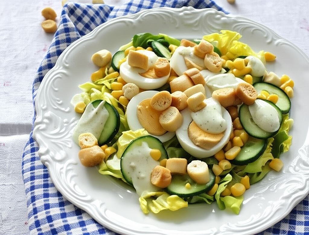 Sałatka wielkanocna z jajkiem i ogórkiem