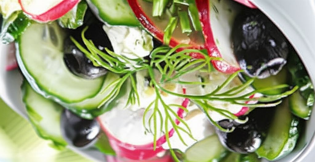 Sałatka wiosenna z czarnymi oliwkami