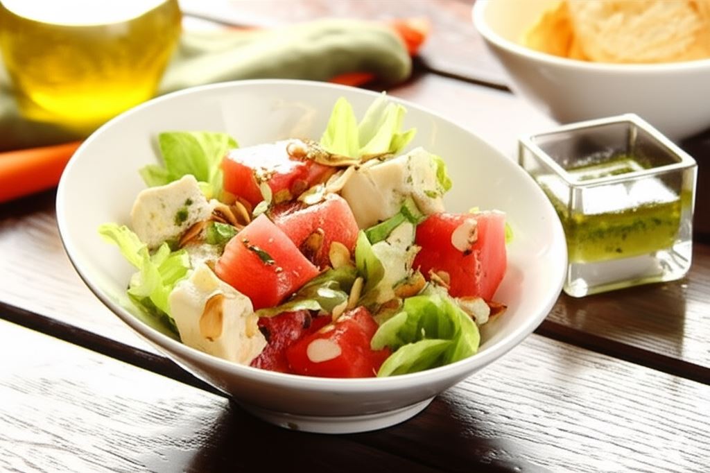 Sałatka z arbuzem i serem pleśniowym