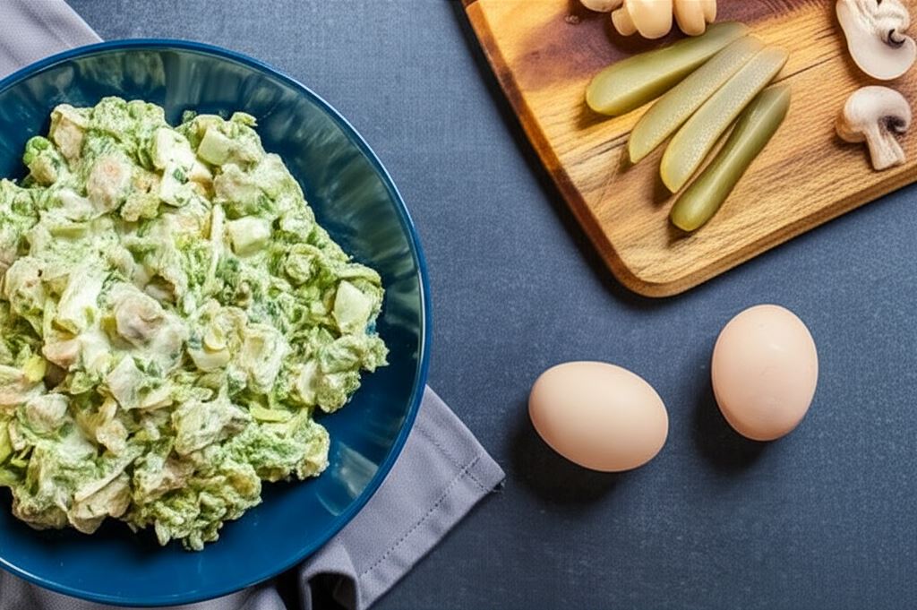 Sałatka z brokułami i pieczarkami marynowanymi