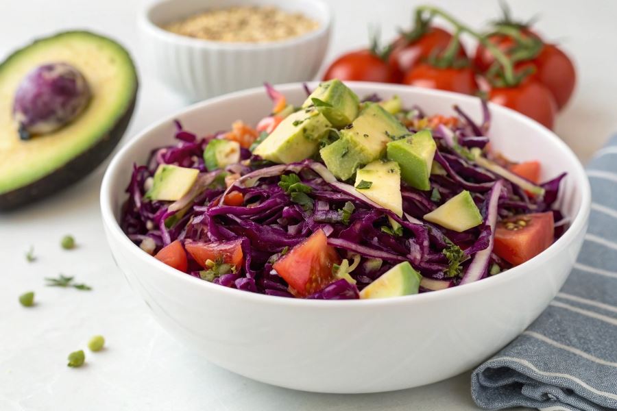 Sałatka z czerwoną kapustą i kiełkami