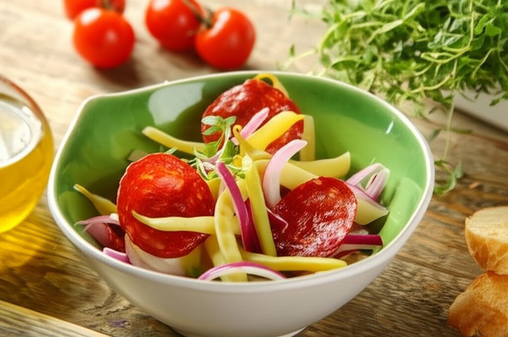 Sałatka z fasolką szparagową i chorizo