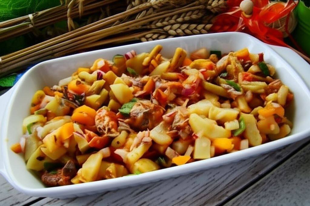 Sałatka z fasolki z rybą w pomidorach