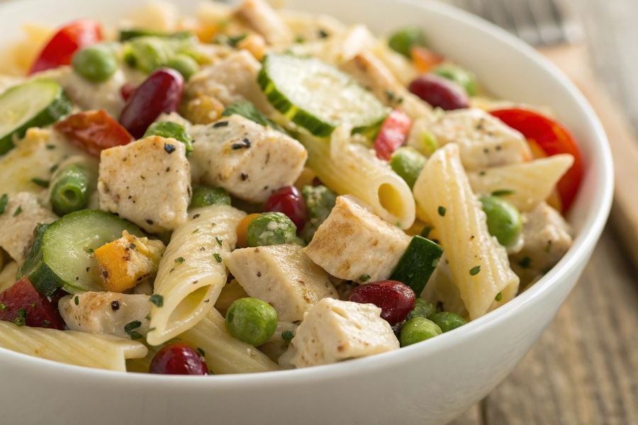 Sałatka z kurczaka z makaronem