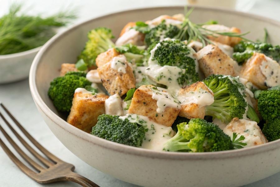 Sałatka z kurczakiem i brokułami