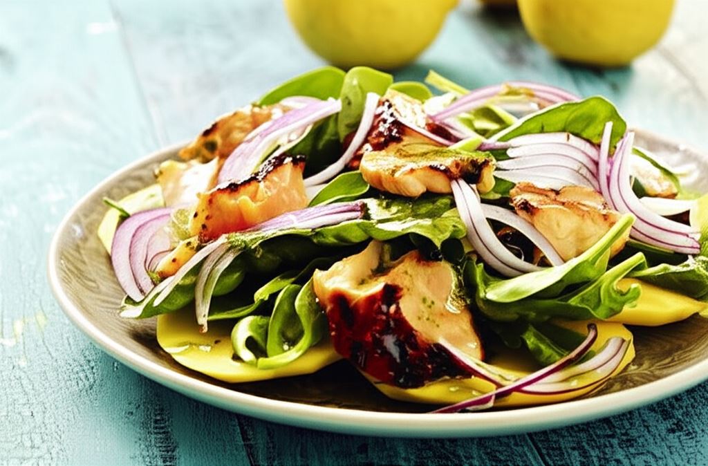 Sałatka z pieczonym łososiem