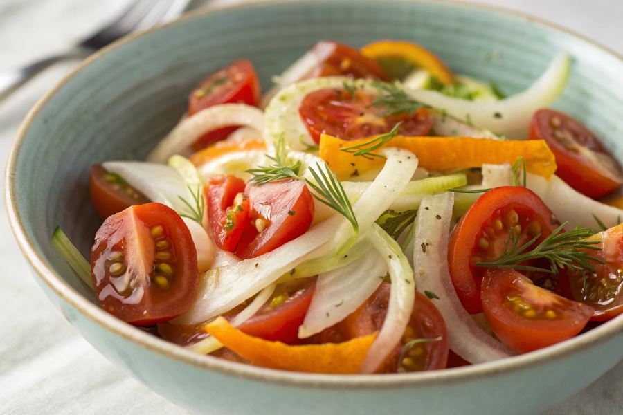 Sałatka z pomidorów i kopru włoskiego