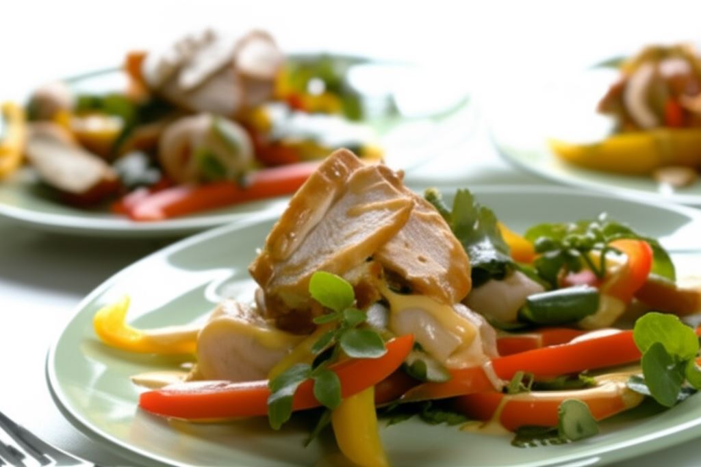 Sałatka z rukwi wodnej z kurczakiem i liczi