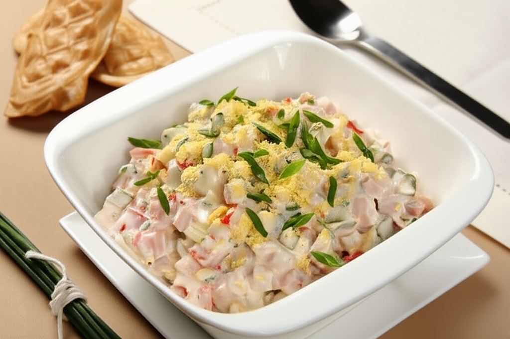 Sałatka z szynką i ogórkiem