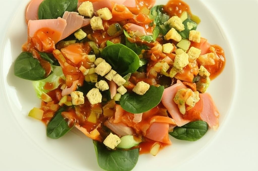 Sałatka z szynki ze szpinakiem