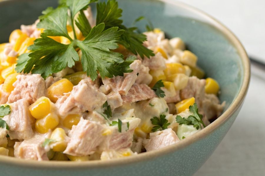 Sałatka z tuńczyka z kukurydzą