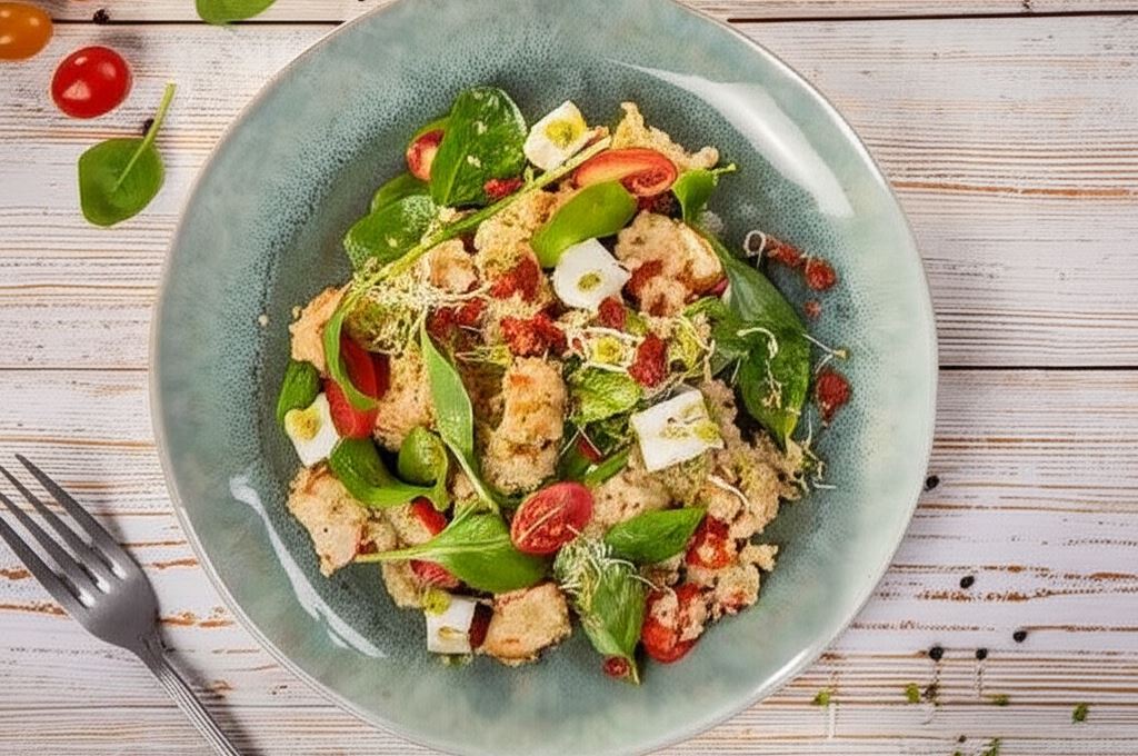 Sałatka ze szpinakiem i kurczakiem