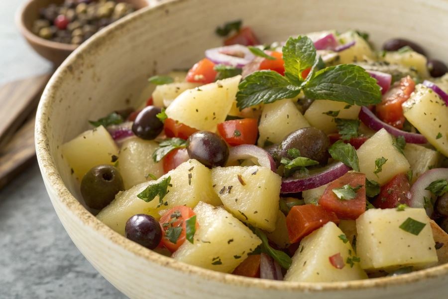 Sałatka ziemniaczana z kaparami i miętą