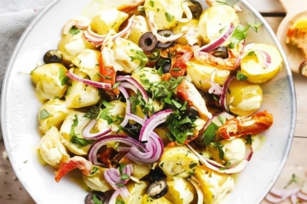 Sałatka ziemniaczana z suszonymi pomidorami