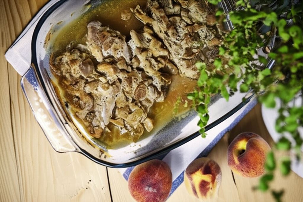 Schab pieczony z brzoskwinią