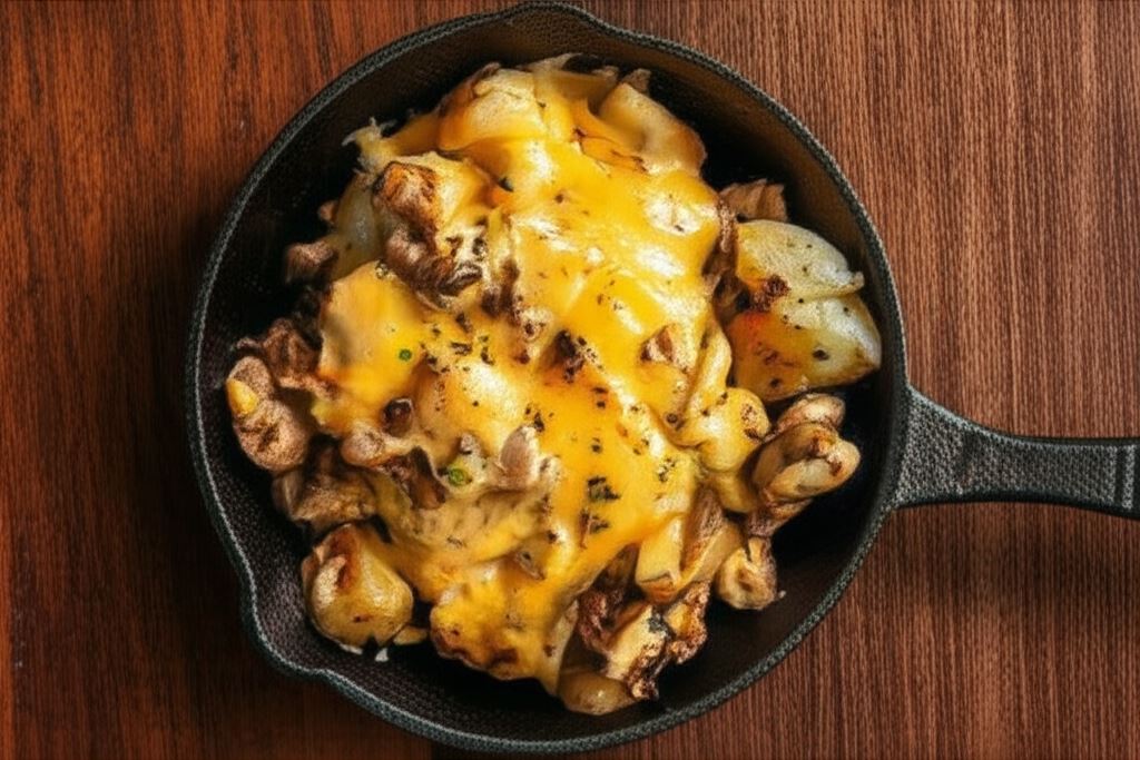 Serowe ziemniaki i mielona wołowina z patelni