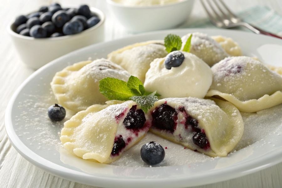 Słodkie pierożki z jagodami