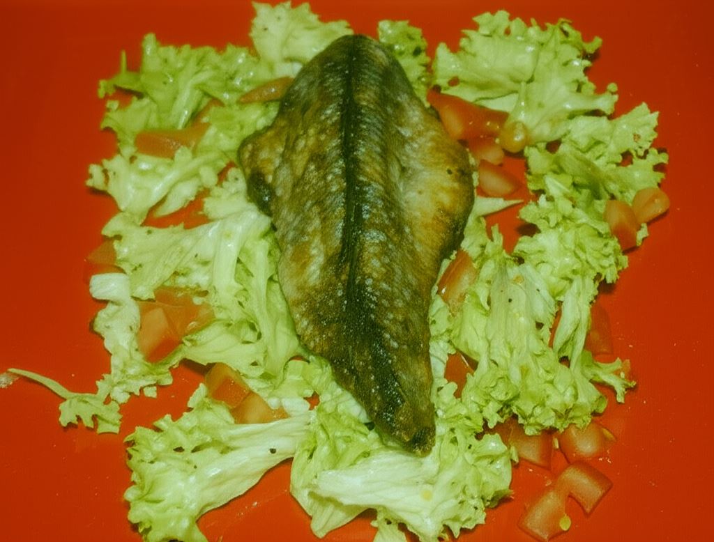 Smażona nototenia z sałatą z cytrusowym dresingiem