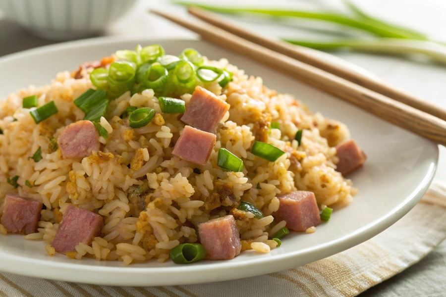 Smażony ryż z szynką