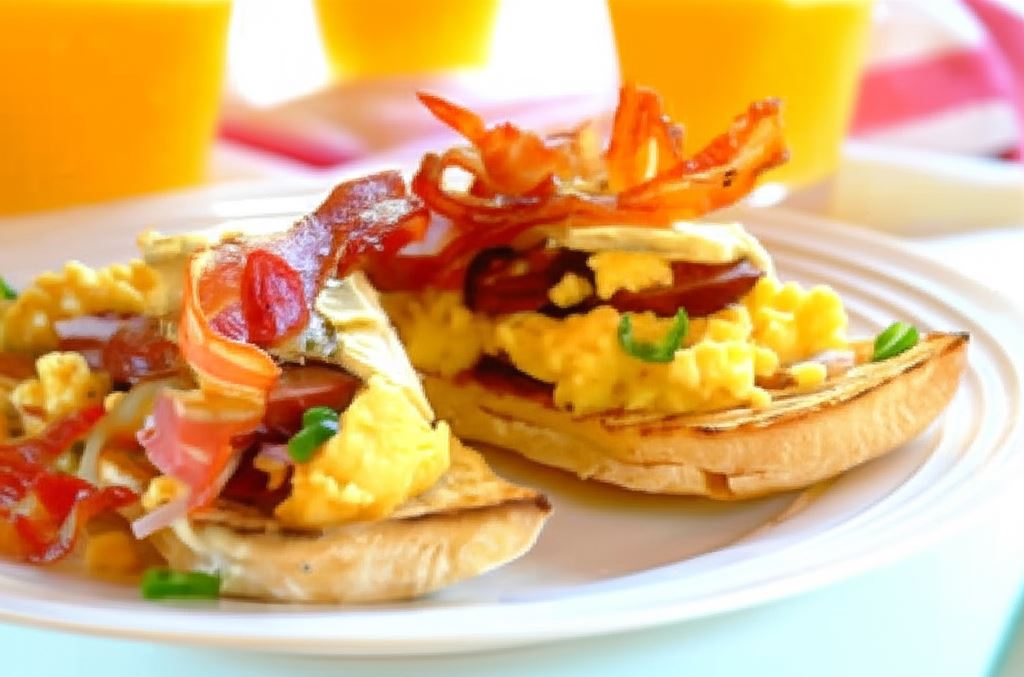 Śniadaniowa bruschetta z kiełbasą chorizo