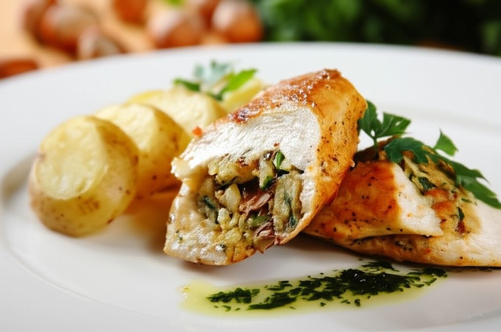 Pierś z kurczaka z orzechowym farszem