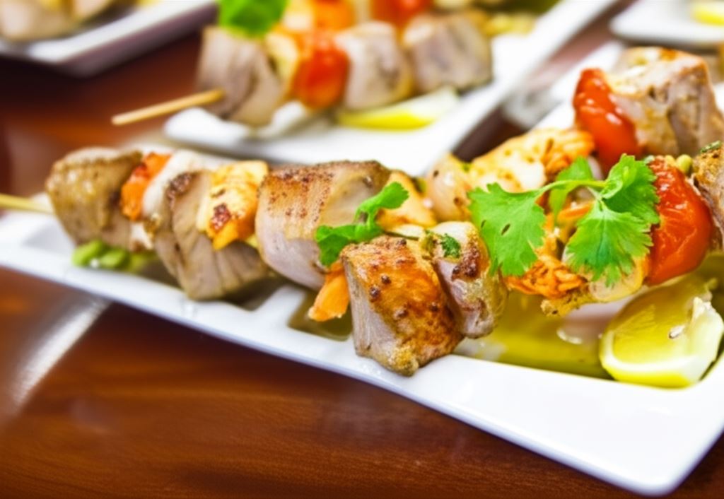 Szaszłyki z ryb i owoców morza