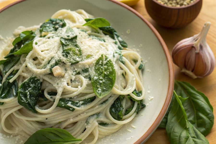 Szpinakowe spaghetti