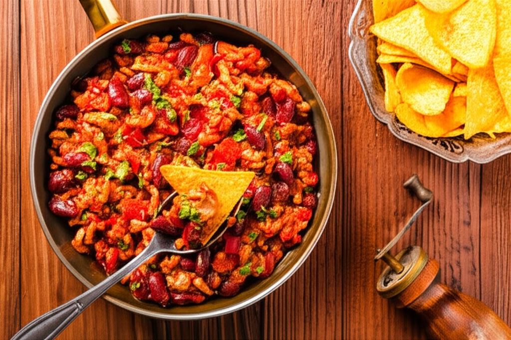 Szybkie danie z patelni z chili i fasolą