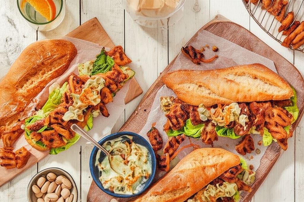 Warzywny kebab z sosem pistacjowo pomarańczowym