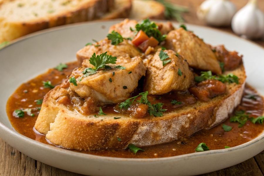 Wiejska potrawka z kurczaka z sokiem winogronowym