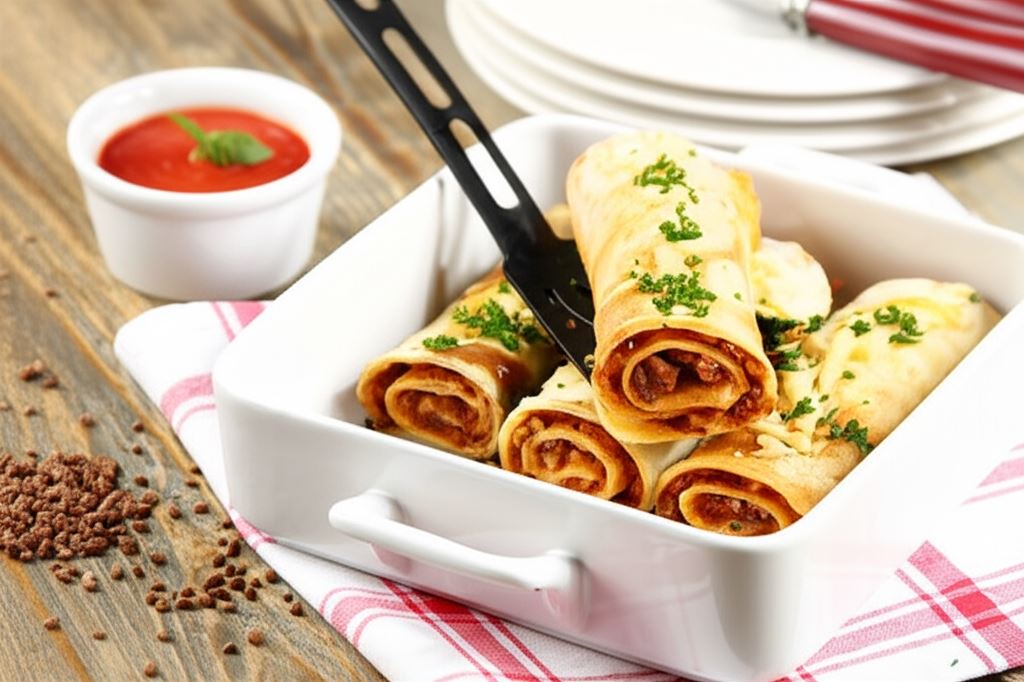 Zapiekane naleśniki gryczane z mięsem mielonym i kaszą