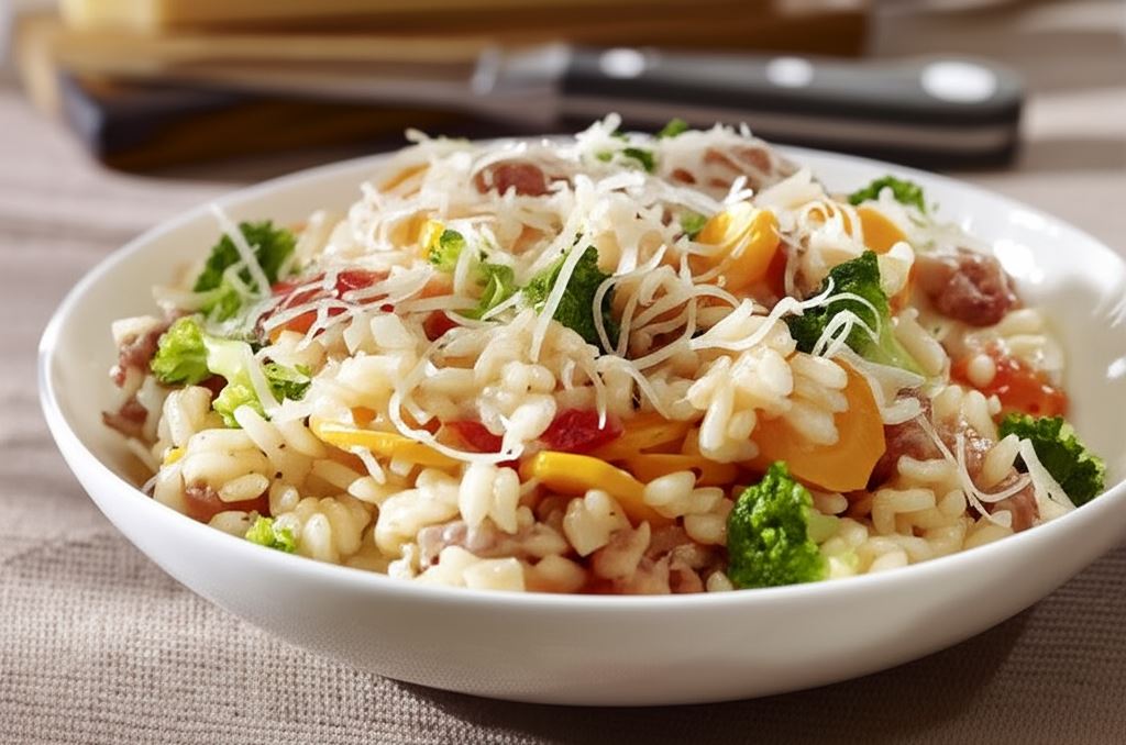 Zapiekane risotto z kiełbasą