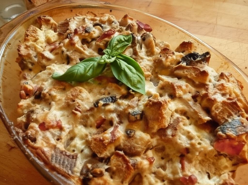 Zapiekanka chlebowa z pieczarkami