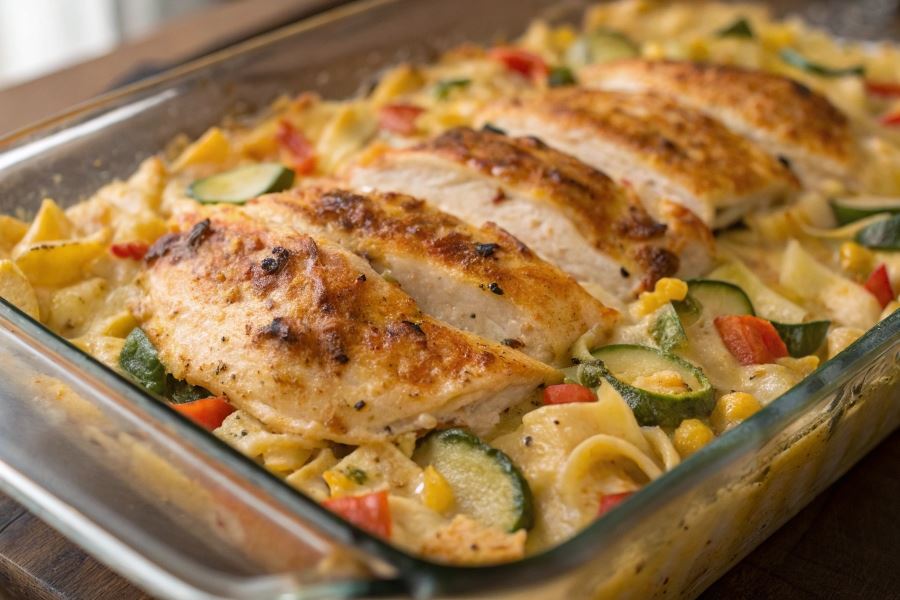 zapiekanka makaronowa z piersią z kurczakiem