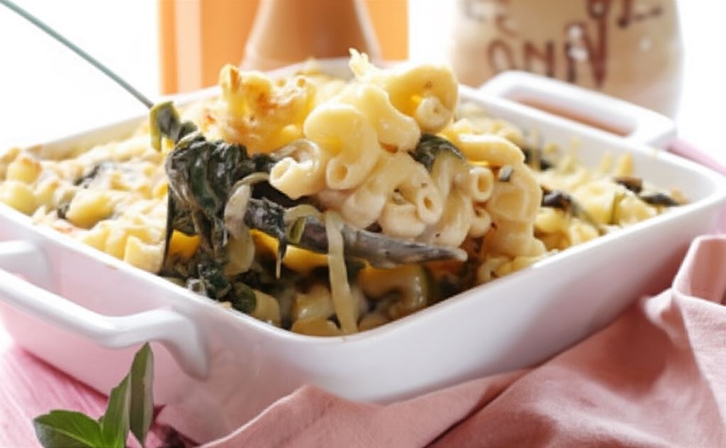 Zapiekany makaron ze szpinakiem