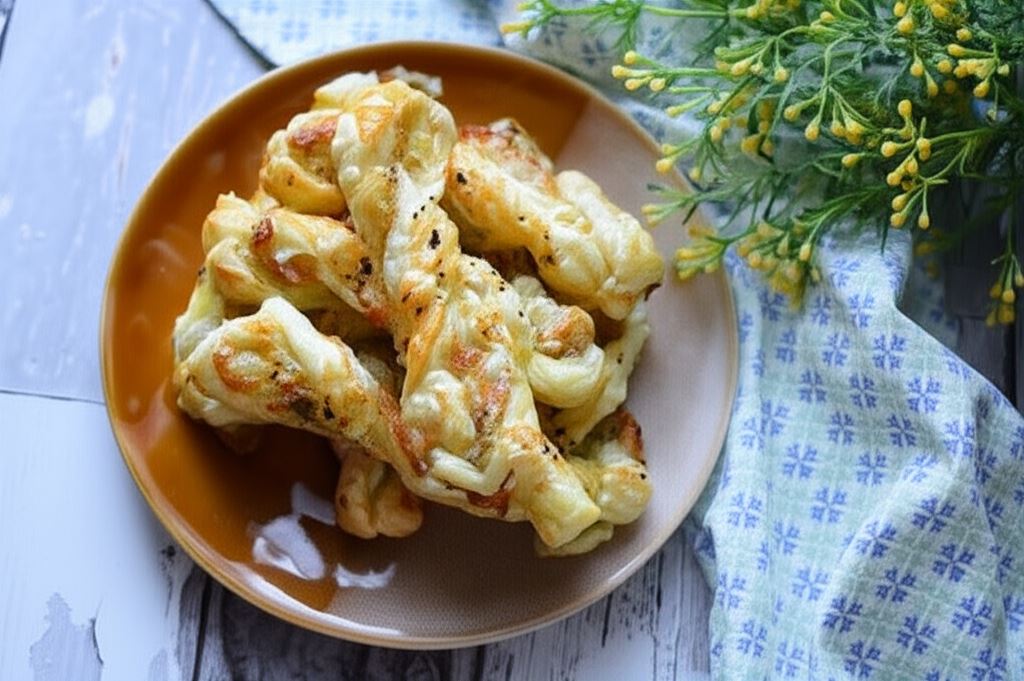 Zawijasy z ciasta francuskiego z pesto