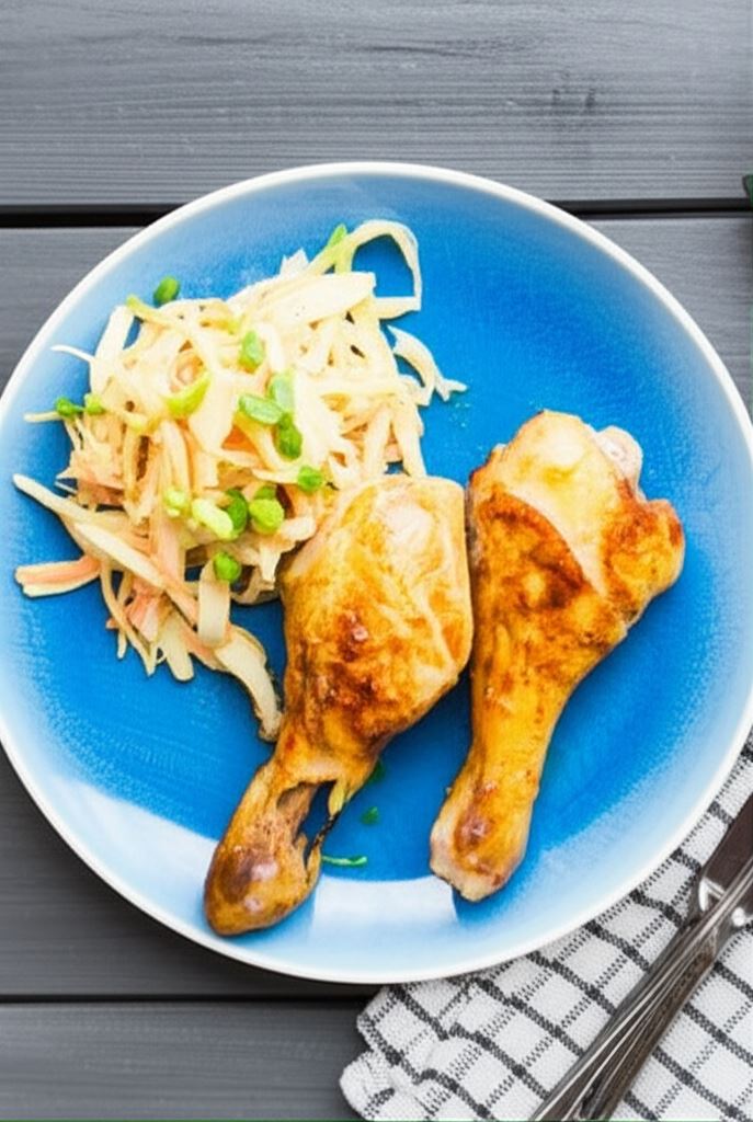 Złociste udka z domową surówką Colesław