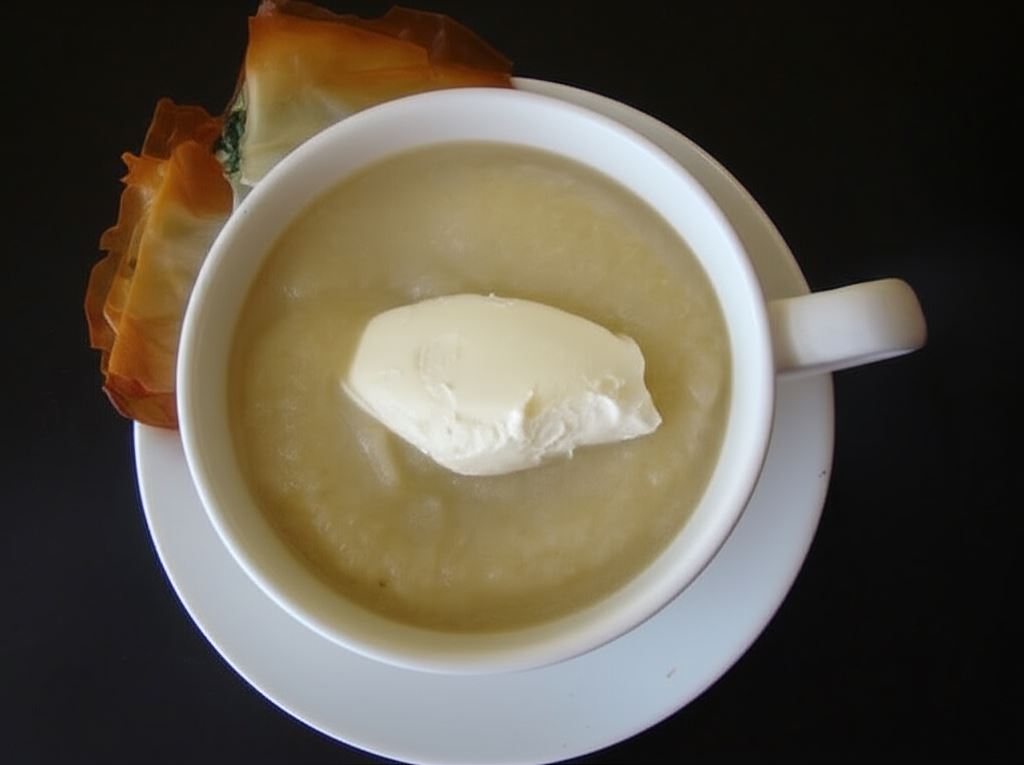 Zupa krem z białych warzyw z falbanką filo