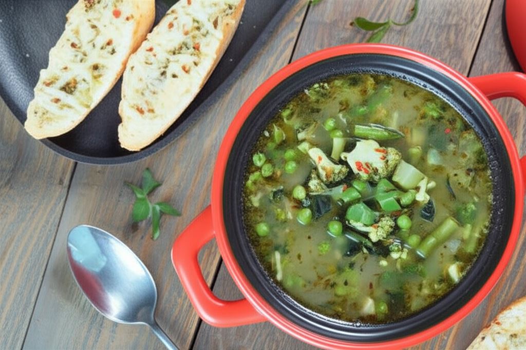 Zupa minestrone z zielonymi warzywami