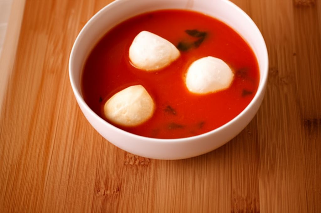 Zupa pomidorowa z bazylią i mozzarellą