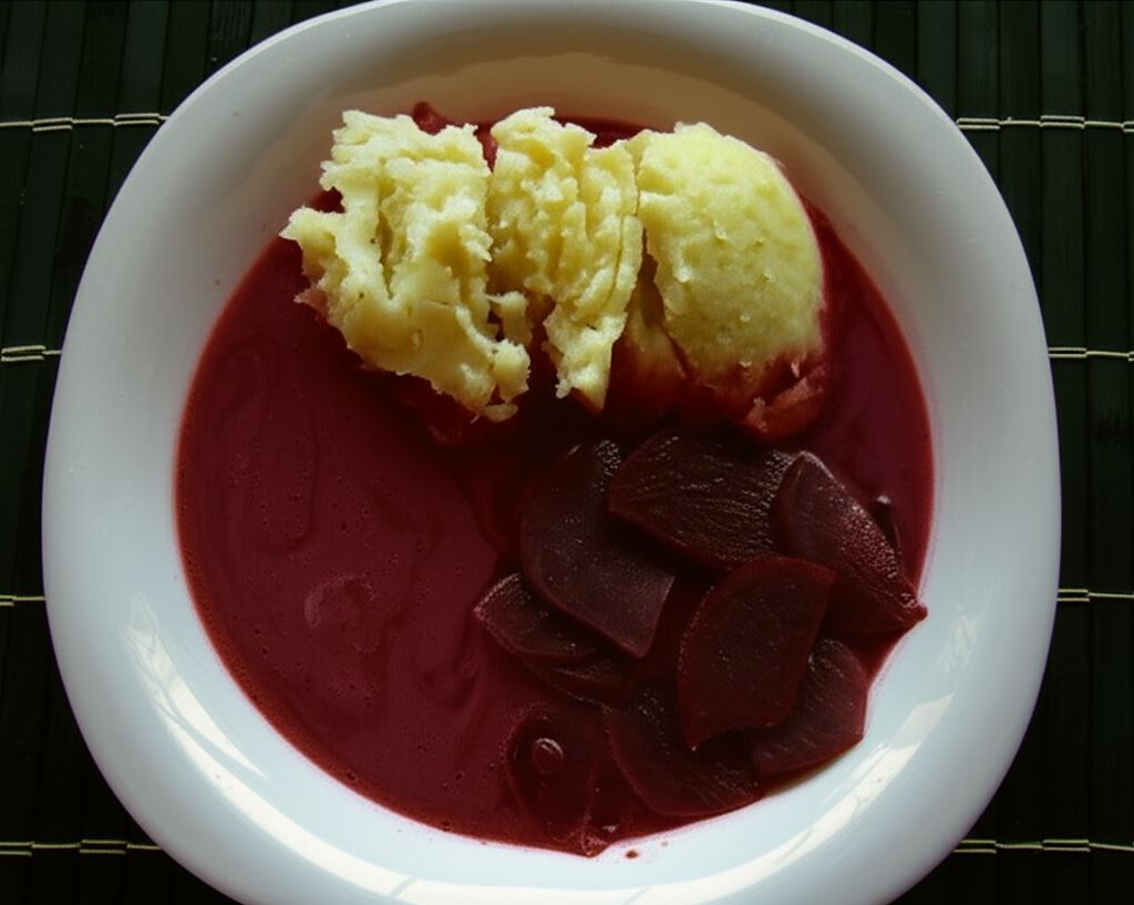 Zupa z czerwonych buraczków z ziemniakami