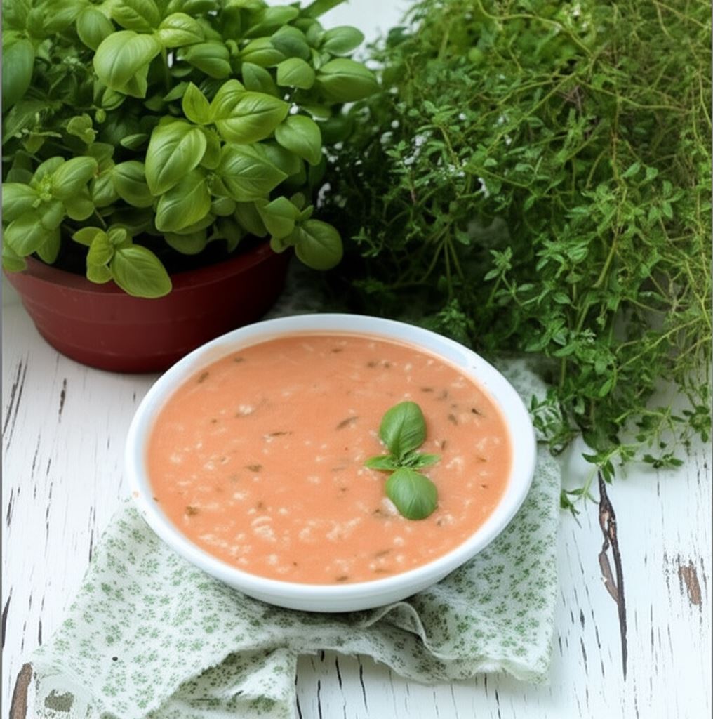 zupa ze świeżych pomidorów z bazylią