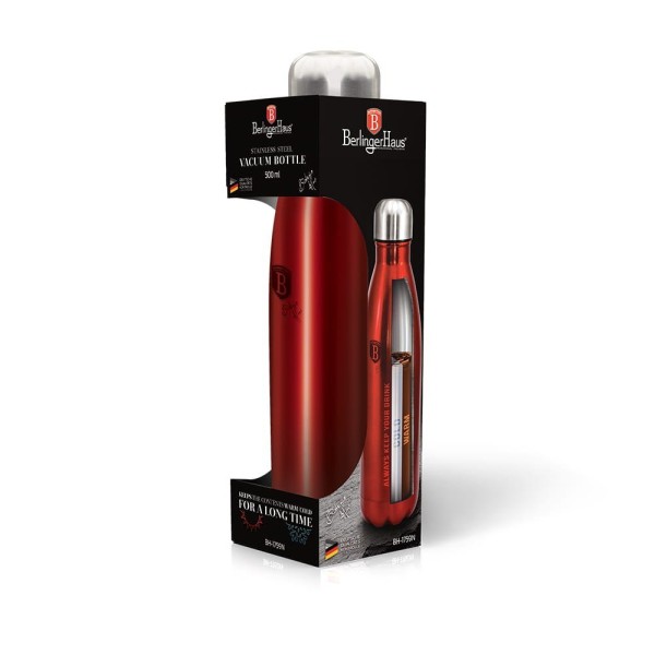 Butelka termiczna Berlinger Haus Metallic Line 500ml Burgundy BH-1759 do napojów gorących i zimnych