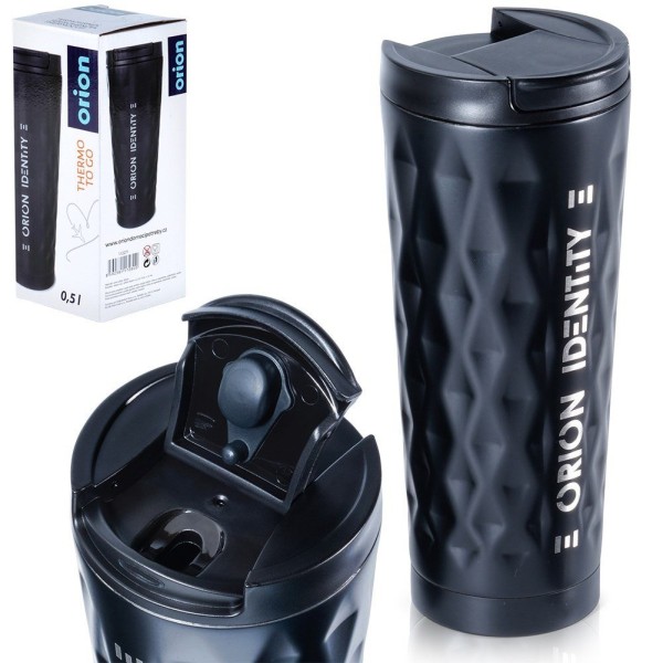 Kubek termiczny ORION 112271 — stalowy 500 ml, czarny, do kawy i herbaty w samochodzie