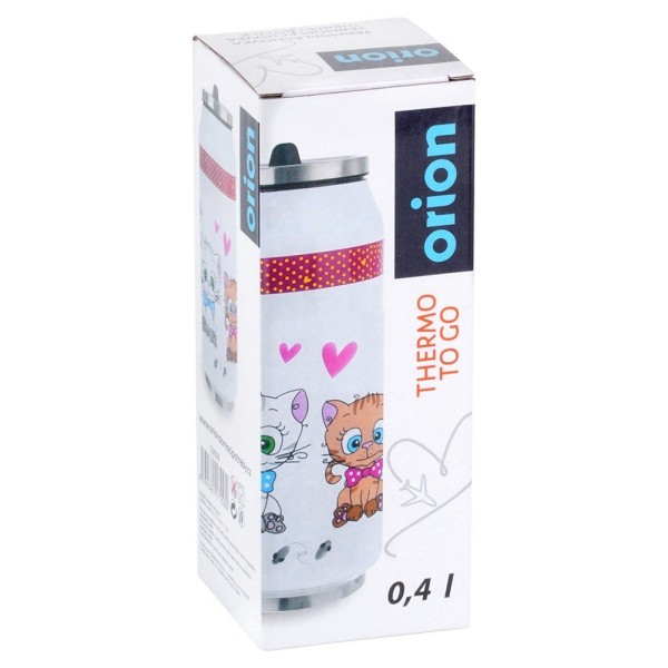 Kubek termiczny ORION PUSZKA KOTEK 400 ml ze słomką i ustnikiem do szkoły