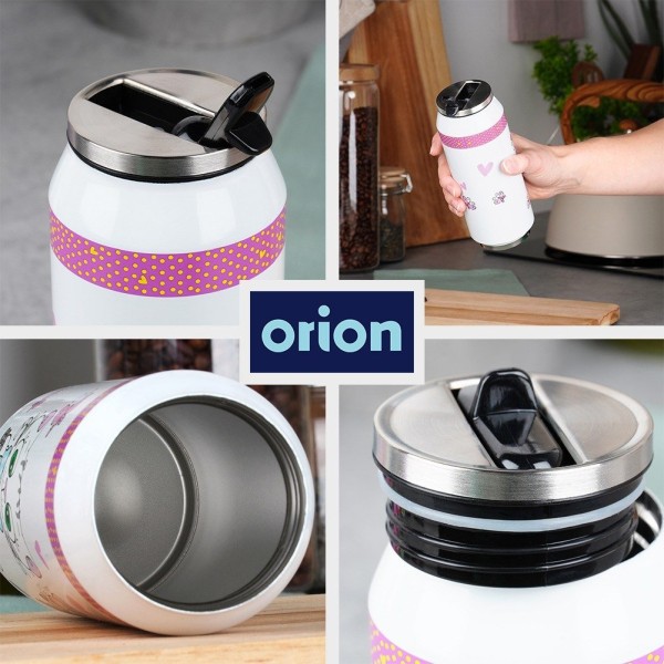 Kubek termiczny ORION PUSZKA KOTEK 400 ml ze słomką i ustnikiem do szkoły